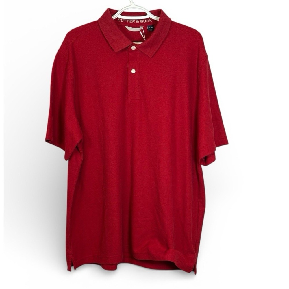 Cutter Buck Red Short Sleeve Mens Golf Polo Shirt XL CB DryTec Cotton+ NWT